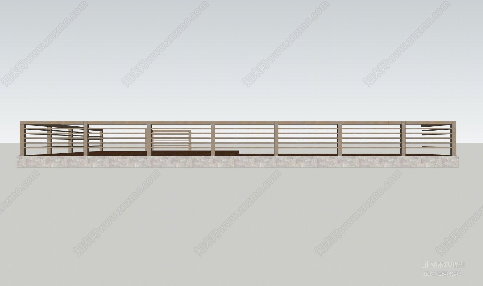 木艺扶手栏杆SU模型下载【ID:440584288】