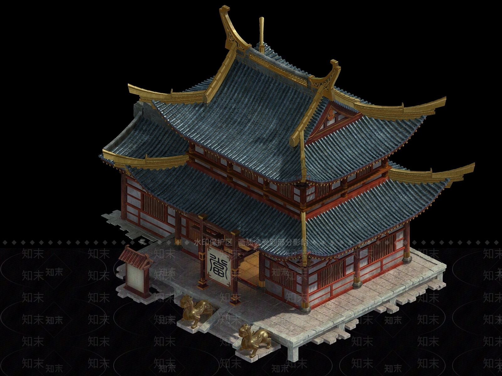 其它古建牌坊广告架虎符雕塑3D模型下载【ID:240602869】