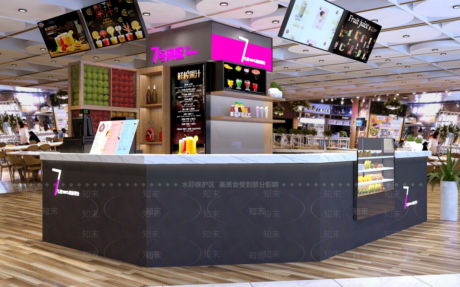 现代奶茶吧台3D模型下载【ID:340617850】