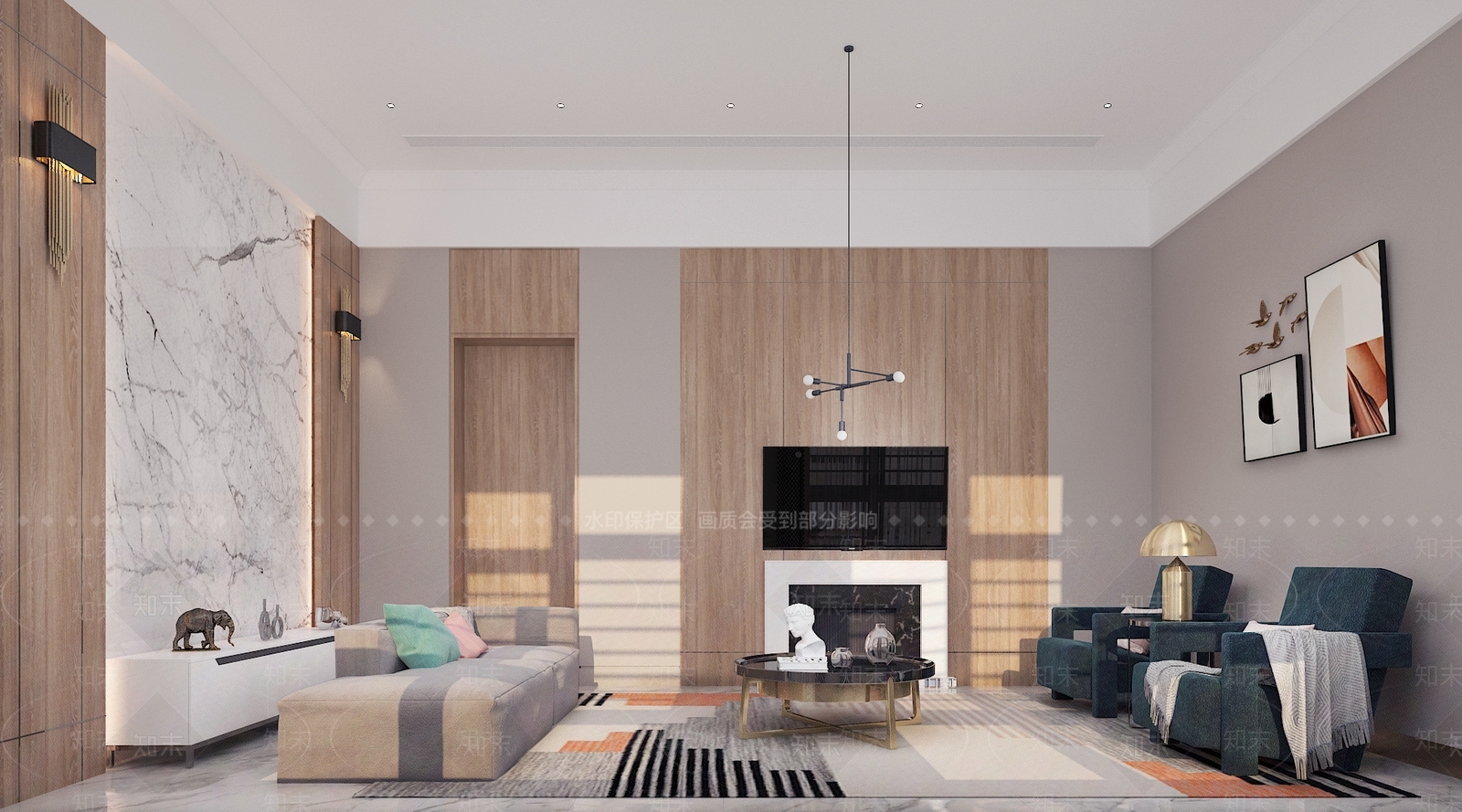 现代轻奢客厅沙发3D模型下载【ID:440628506】