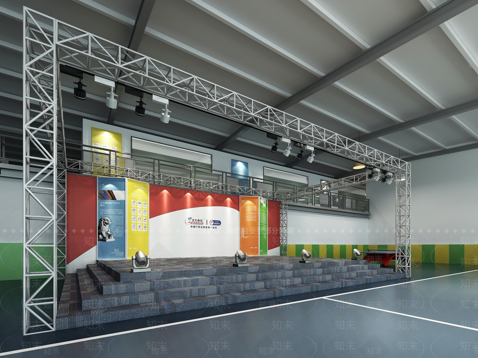 现代临时舞台搭设3D模型下载【ID:540635447】