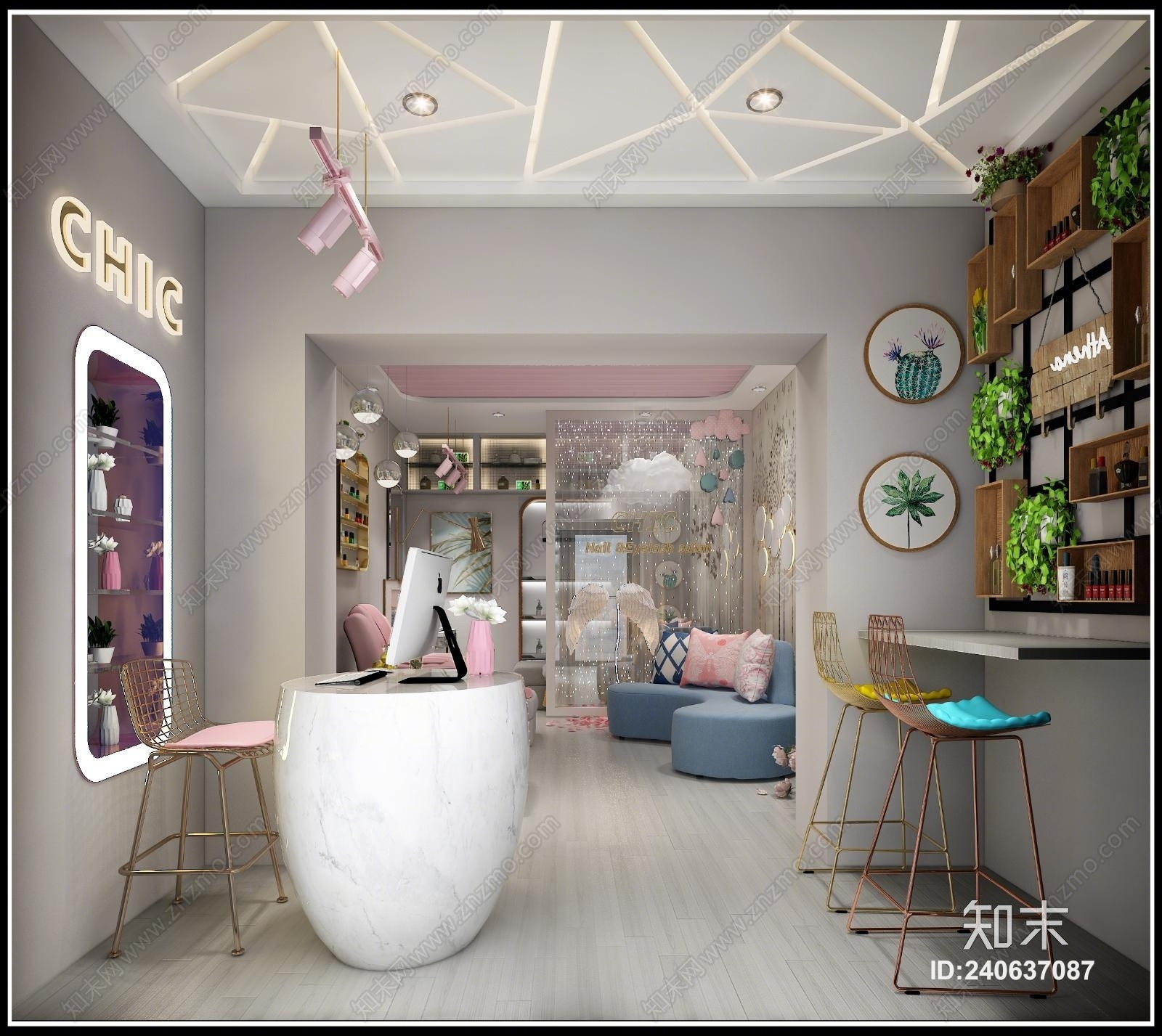 现代美甲店3D模型下载【ID:240637087】