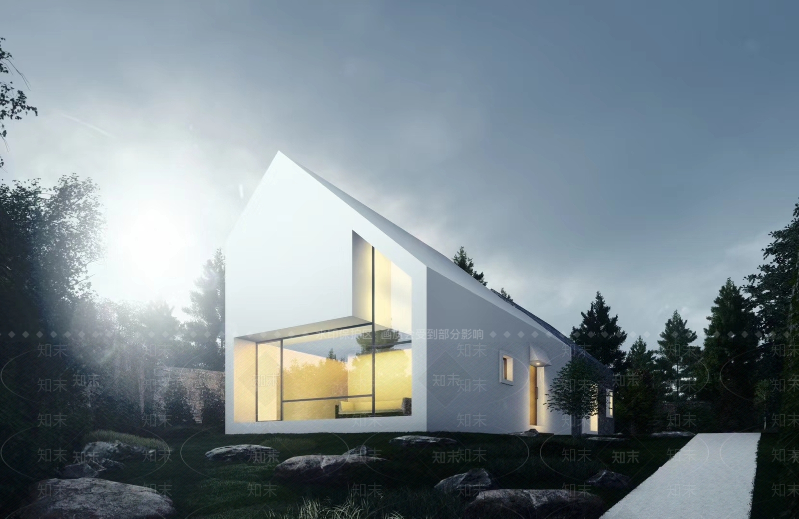 新中式茶室会所设计SU模型下载【ID:740642668】