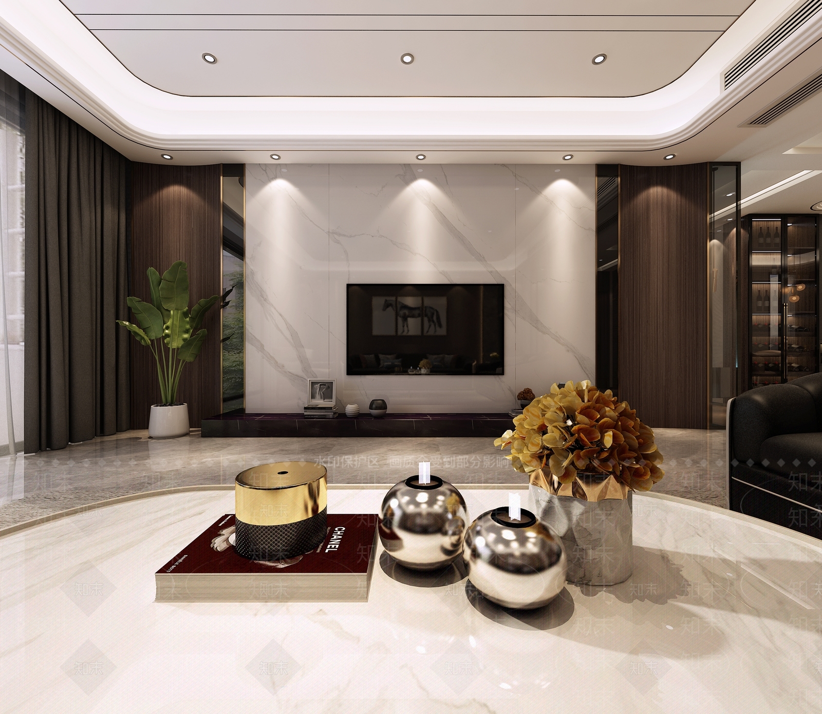 后现代轻奢后现代港式客厅餐厅玄关沙发餐桌挂画吊灯3D模型下载【ID:740652797】