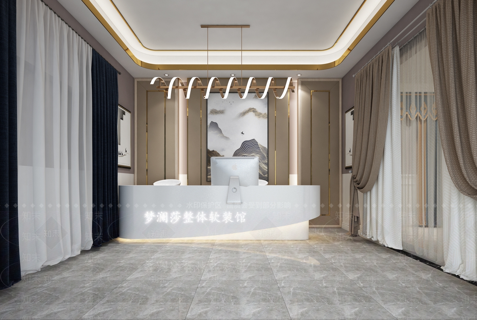 现代窗帘展厅3D模型下载【ID:740660333】