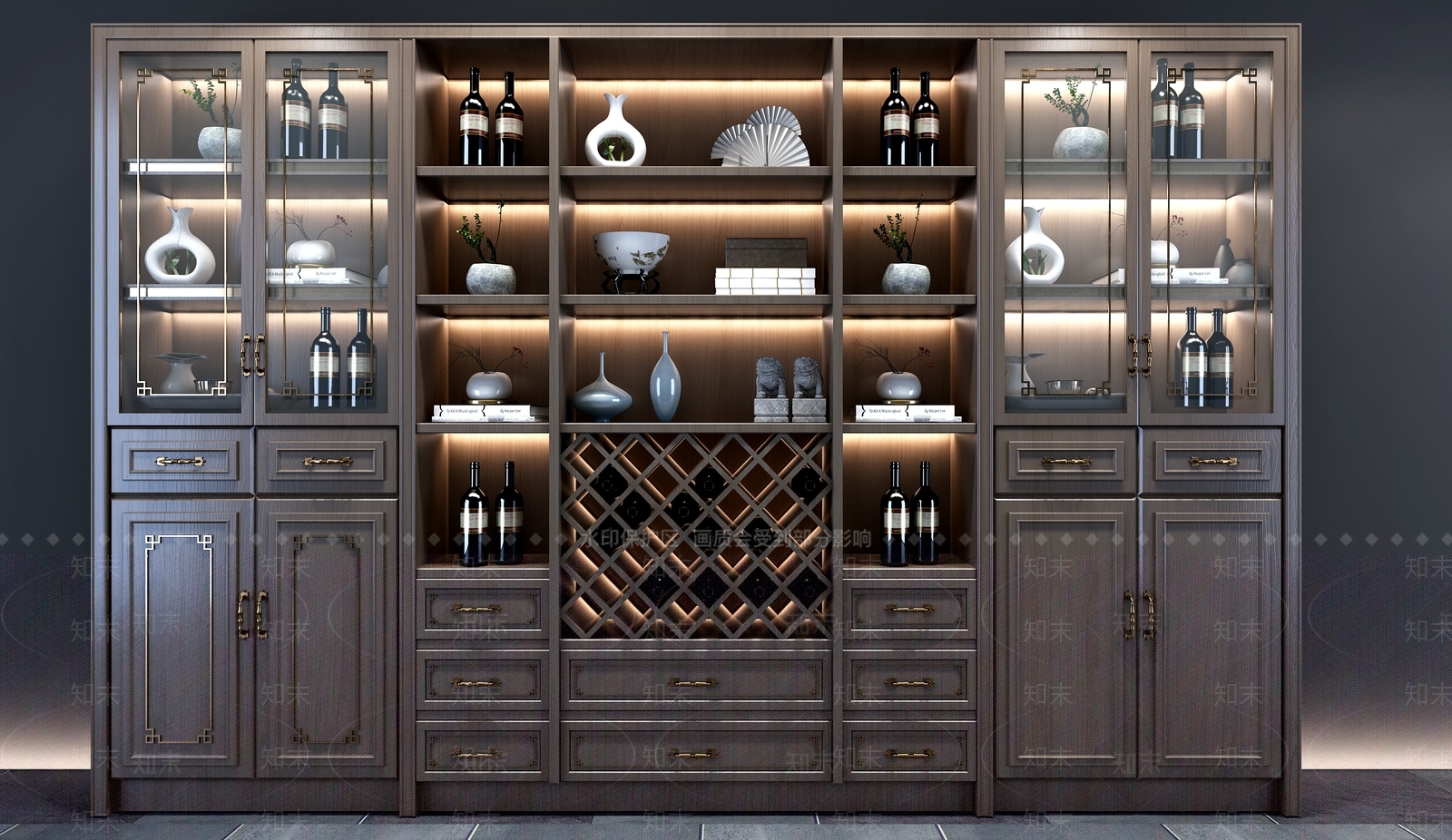 新中式酒柜模型3D模型下载【ID:940662069】