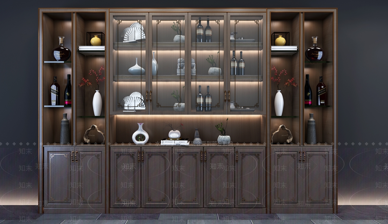 新中式酒柜模型3D模型下载【ID:940662077】