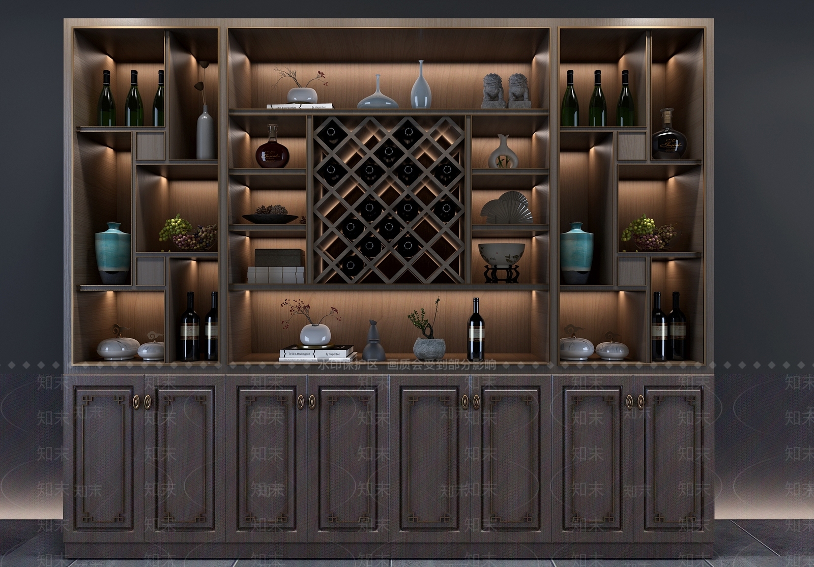 新中式酒柜模型3D模型下载【ID:940662084】