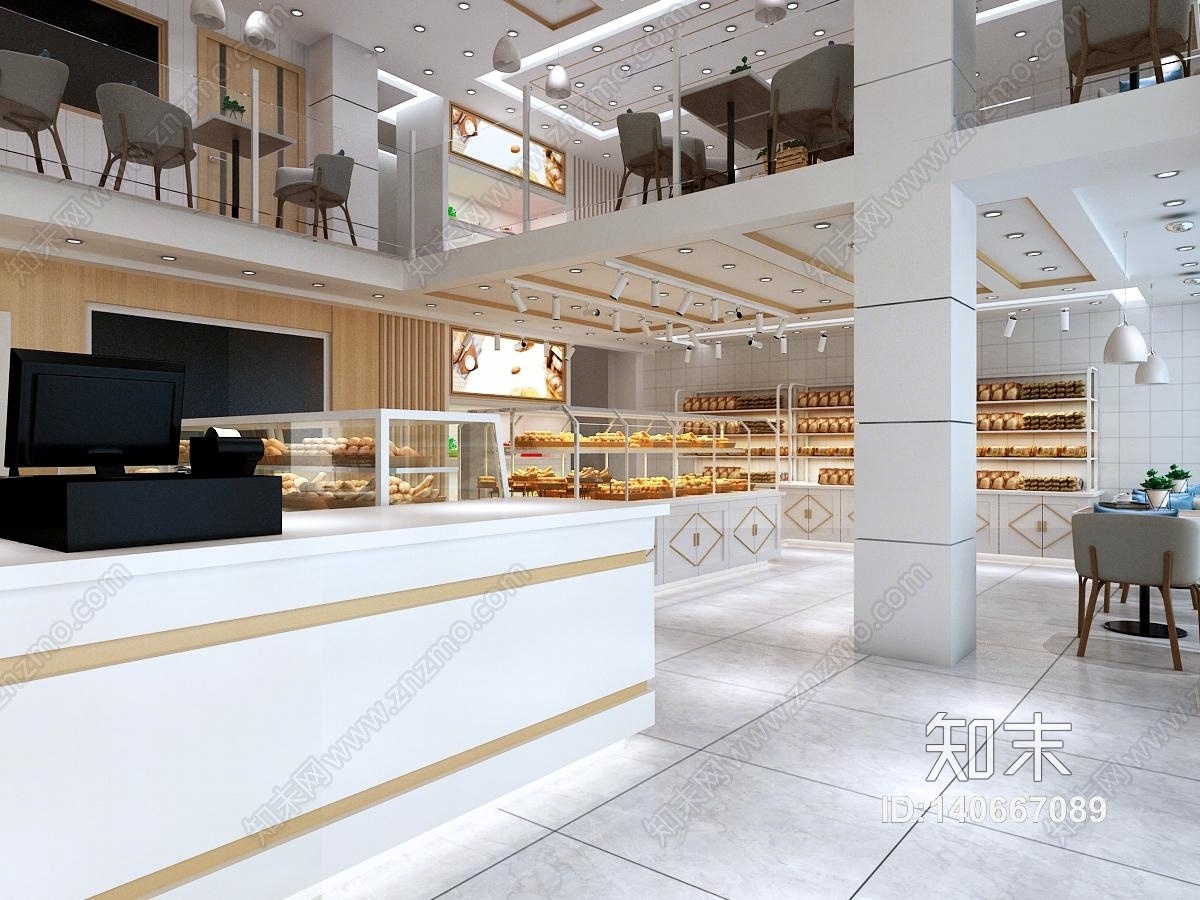 现代风格面包店蛋糕店3D模型下载【ID:140667089】