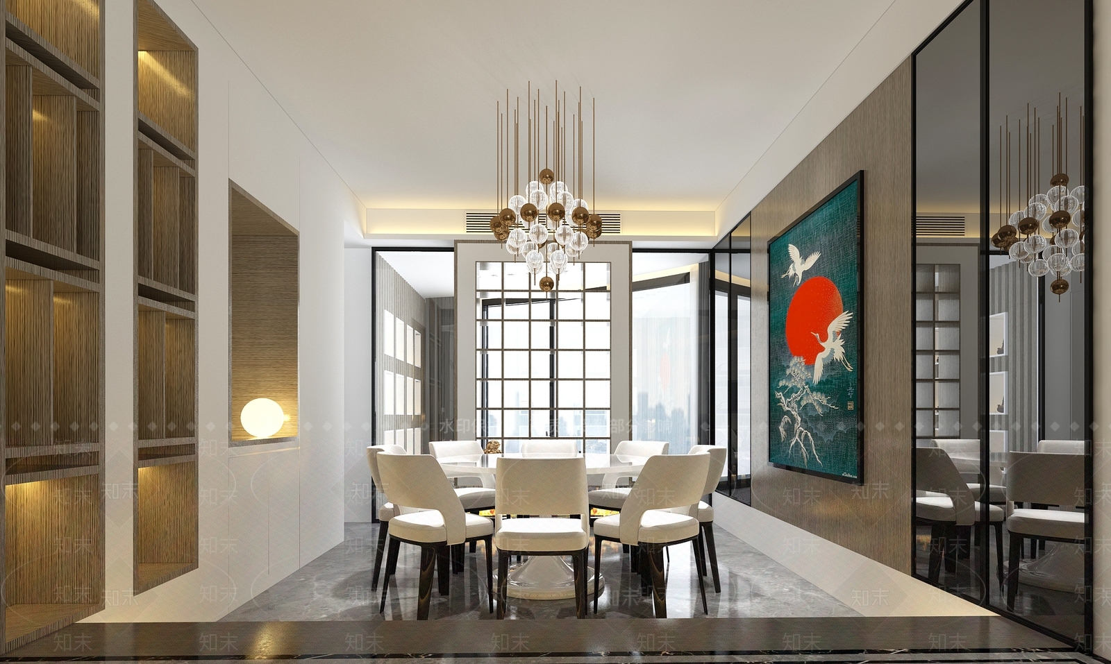 新中式中式客厅空间3D模型下载【ID:740668850】