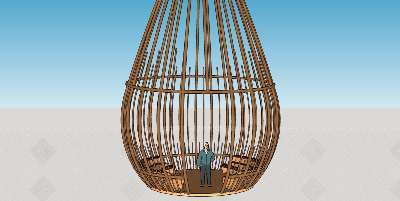 鸟笼座椅小品SU模型下载【ID:640671664】