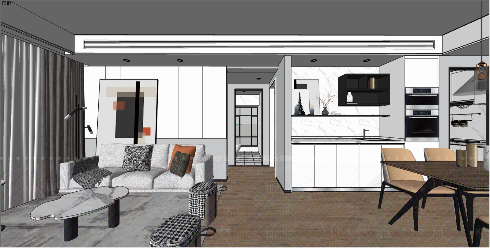 现代简约沙发餐桌儿童房小孩房帐篷榻榻米休闲椅墩子SU模型下载【ID:940674840】