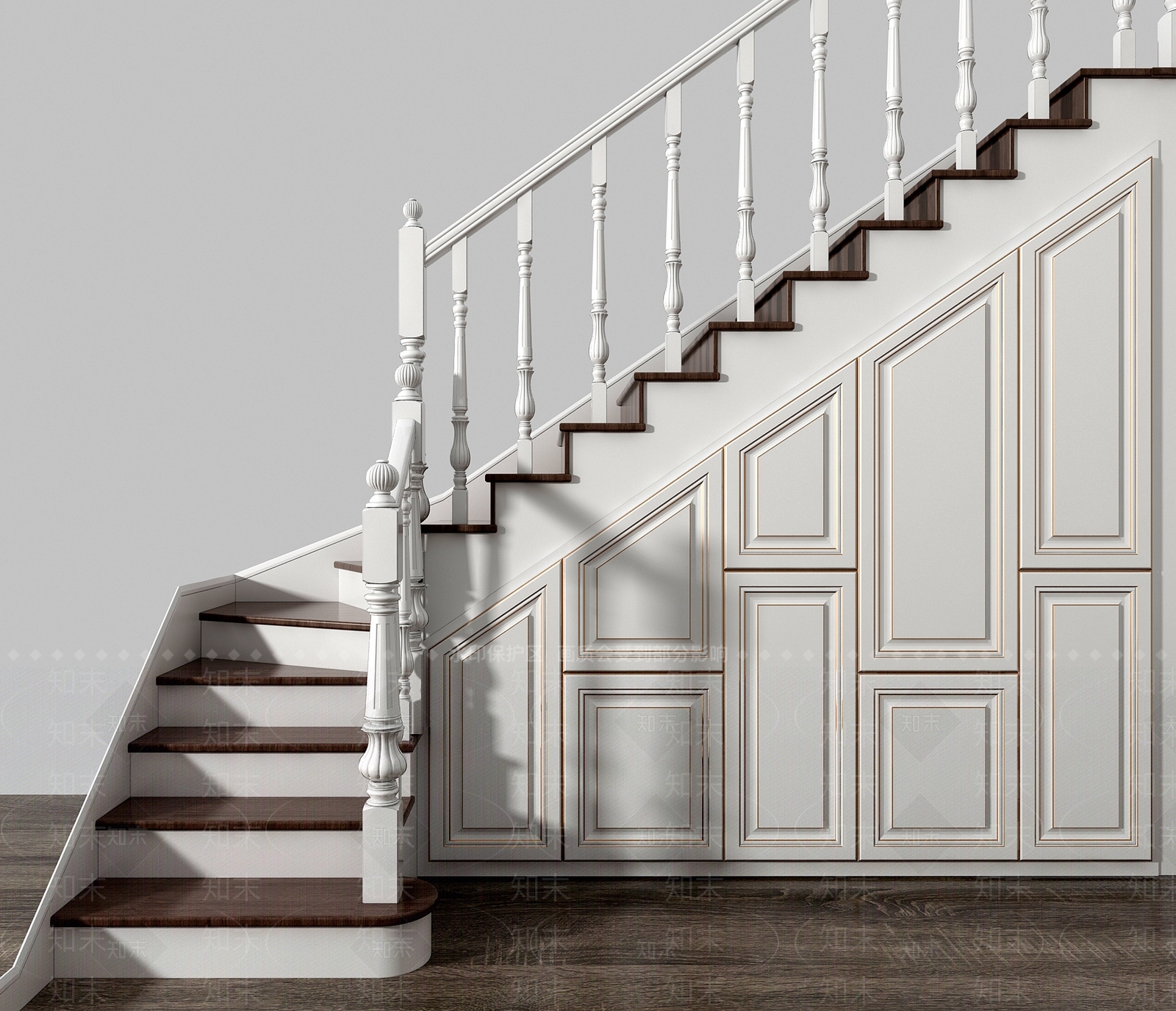 简欧楼梯储藏柜模型(2012)3D模型下载【ID:840674746】