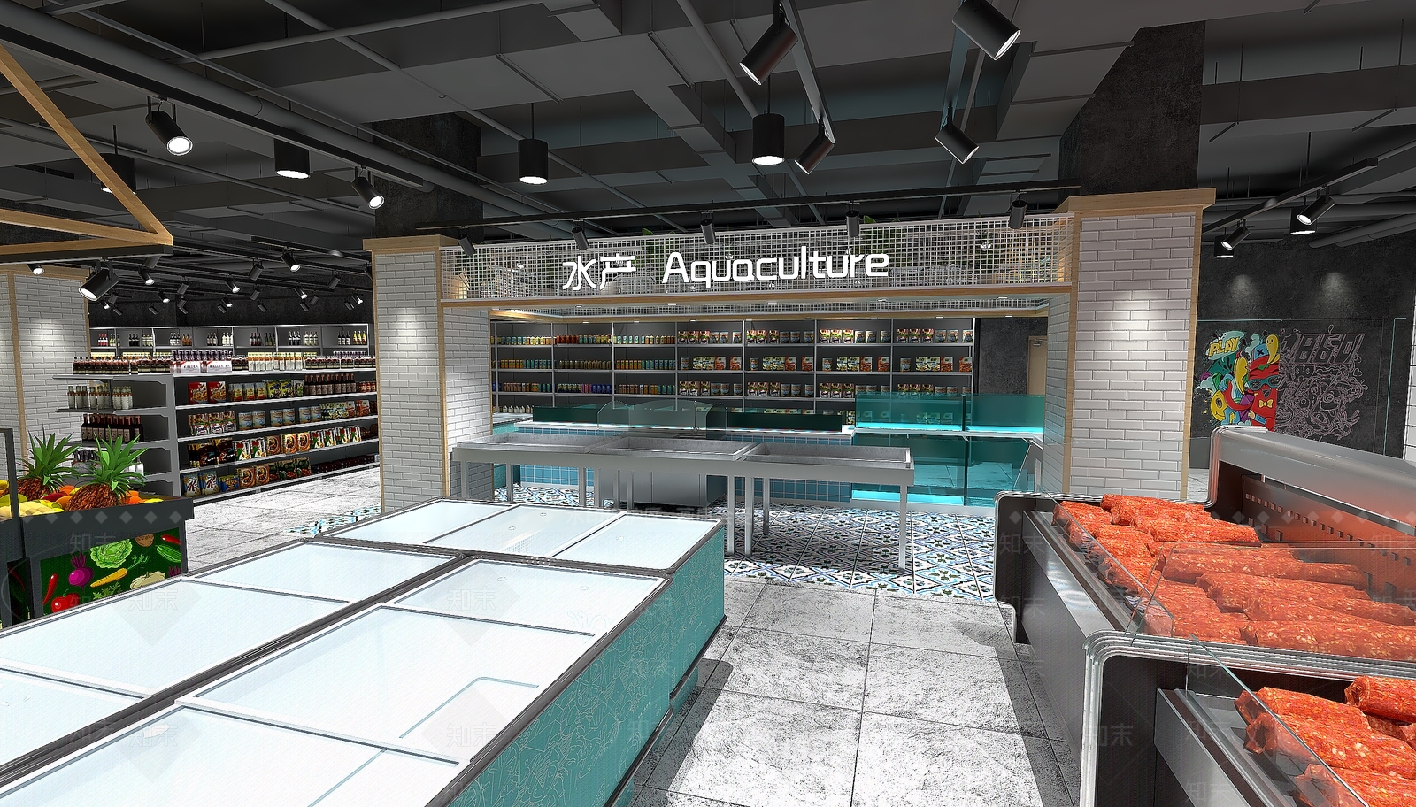 小超市卖场设计SU模型下载【ID:840678304】