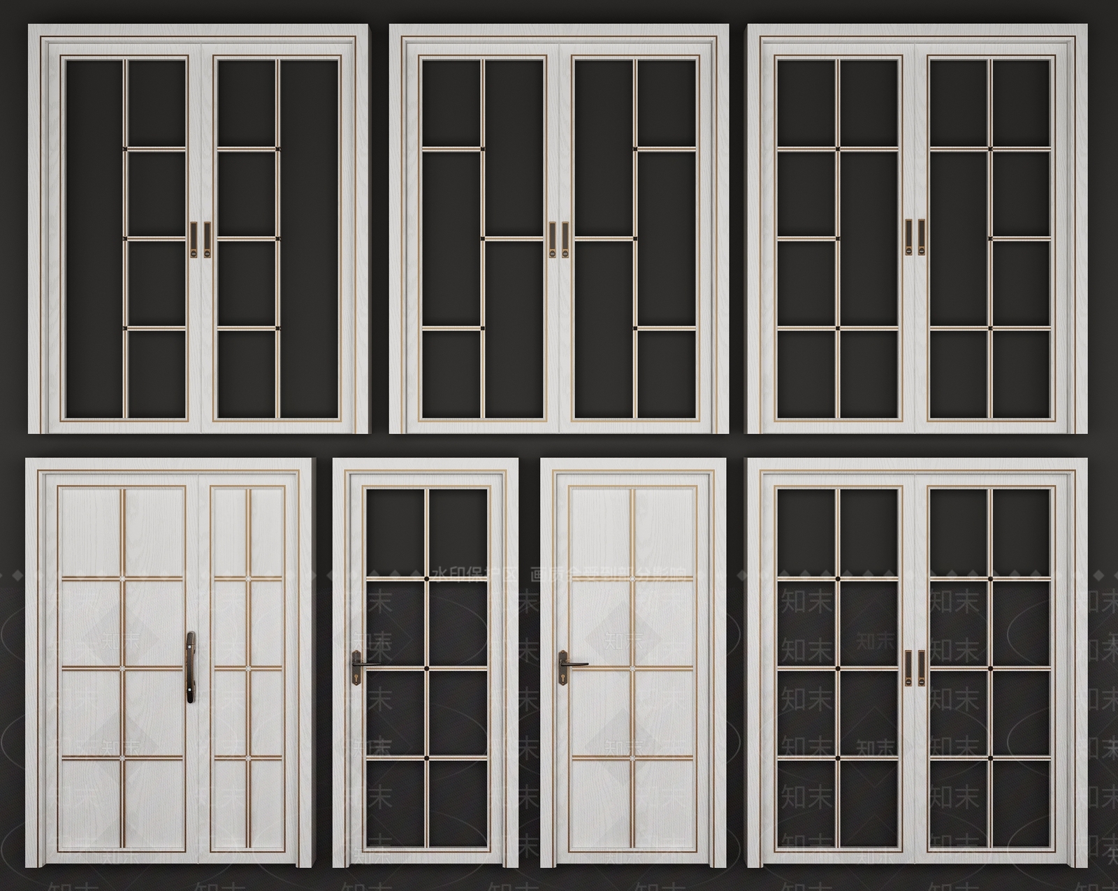 现代轻奢厨房阳台滑门3D模型下载【ID:640699379】