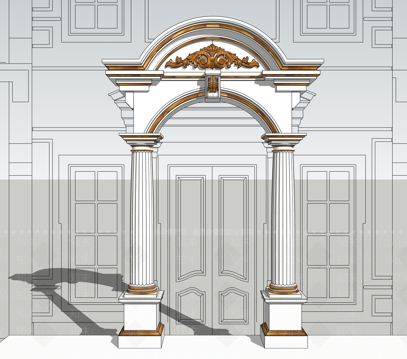 欧式石雕门框SU模型下载【ID:740765675】