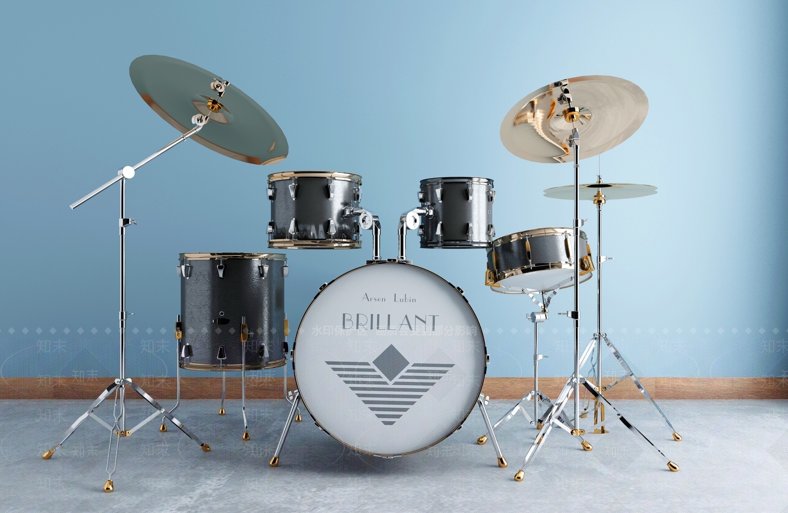 现代电子吉他鼓乐器鼓3D模型下载【ID:140766269】