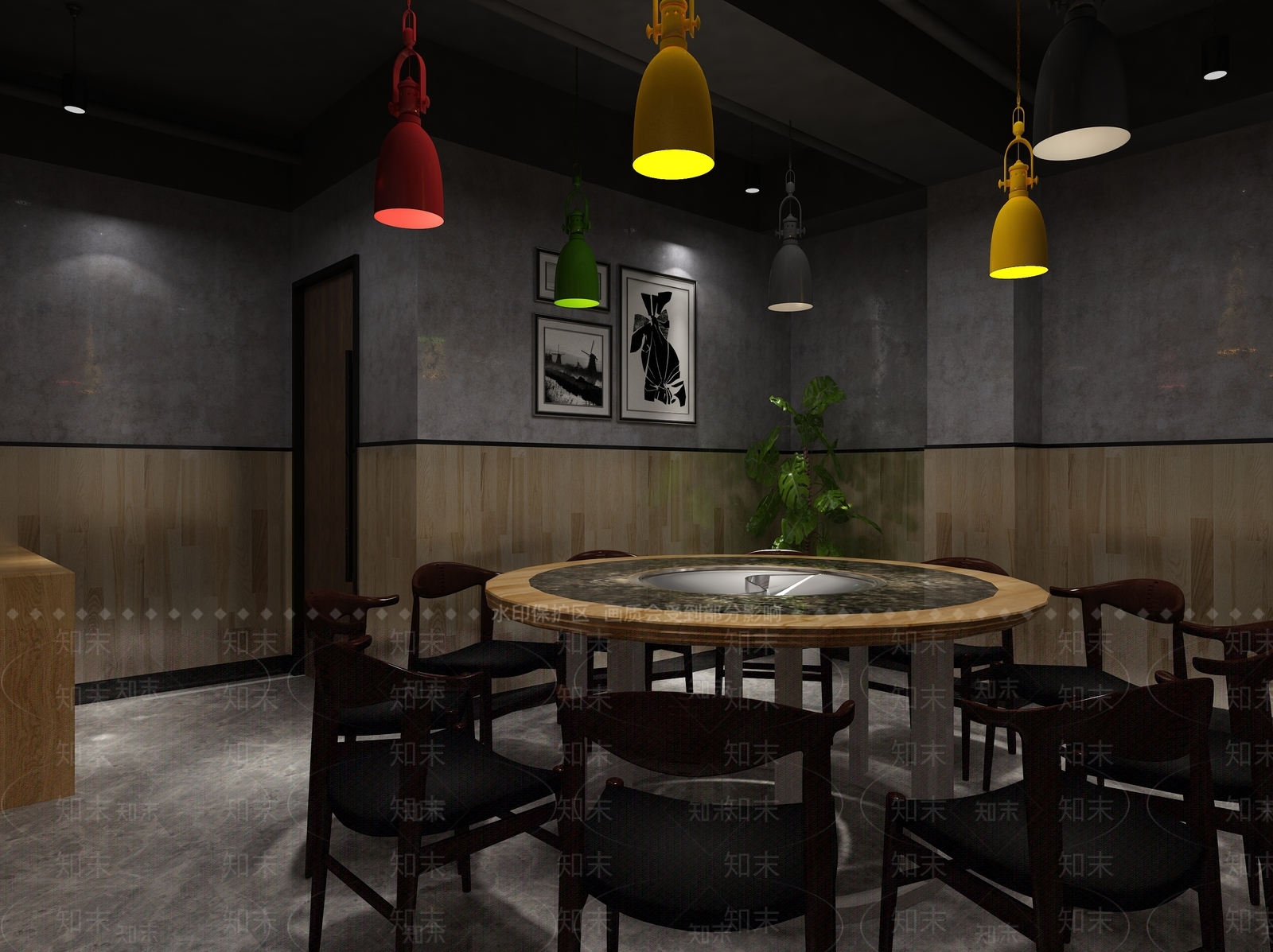 北欧火锅店包间3D模型下载【ID:340770688】