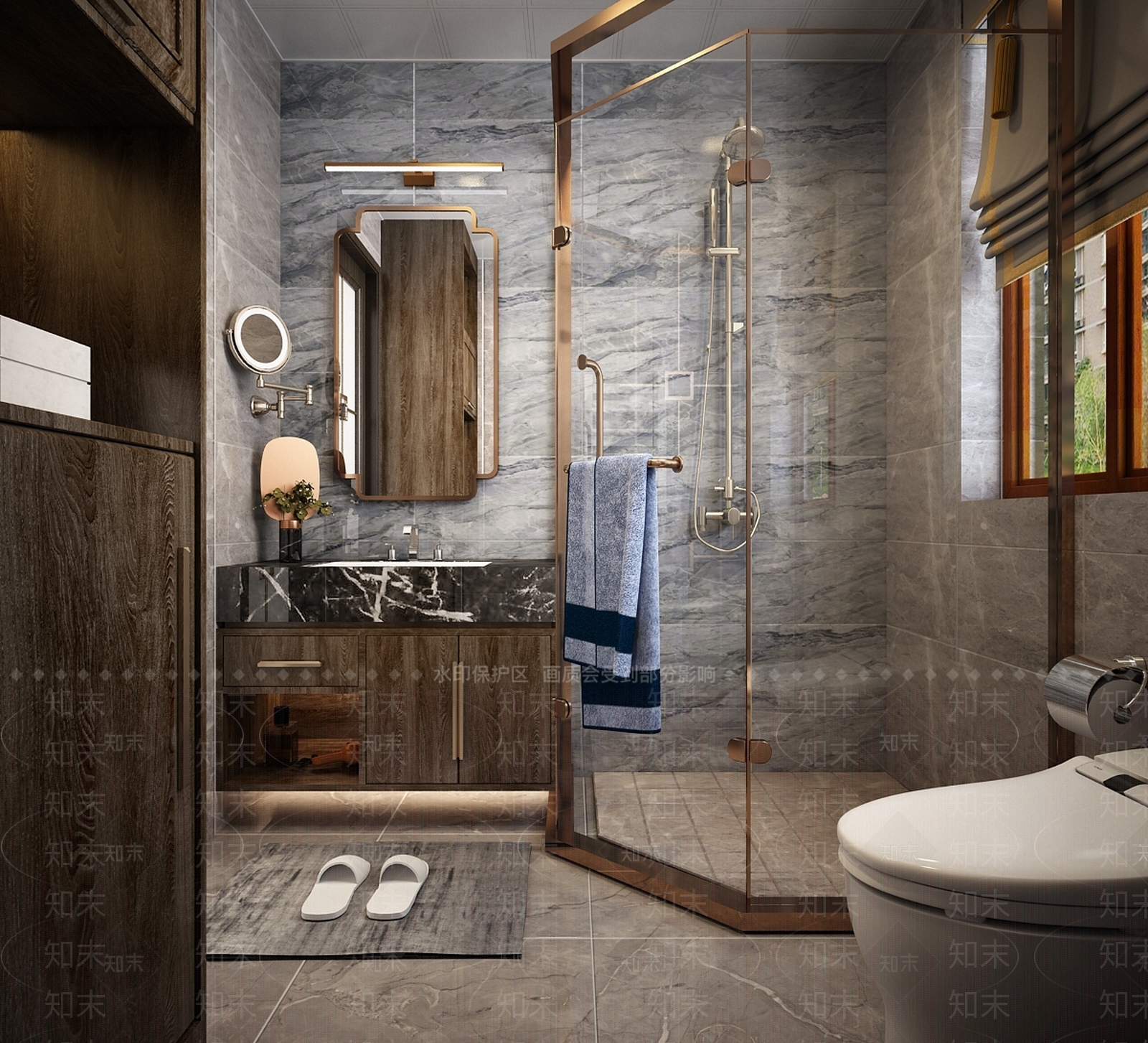 新中式卫生间模型3D模型下载【ID:540776475】