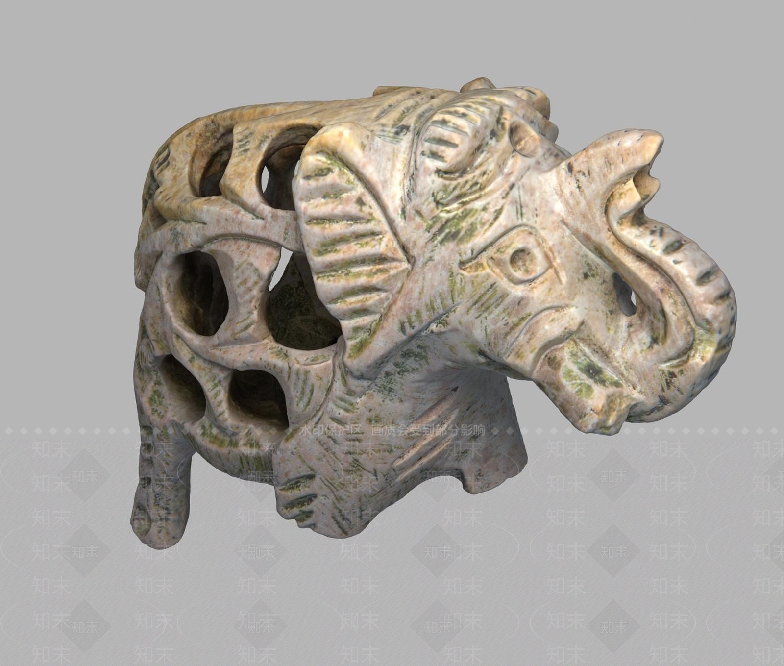 东南亚破损的大象工艺品雕塑3D模型下载【ID:640777673】