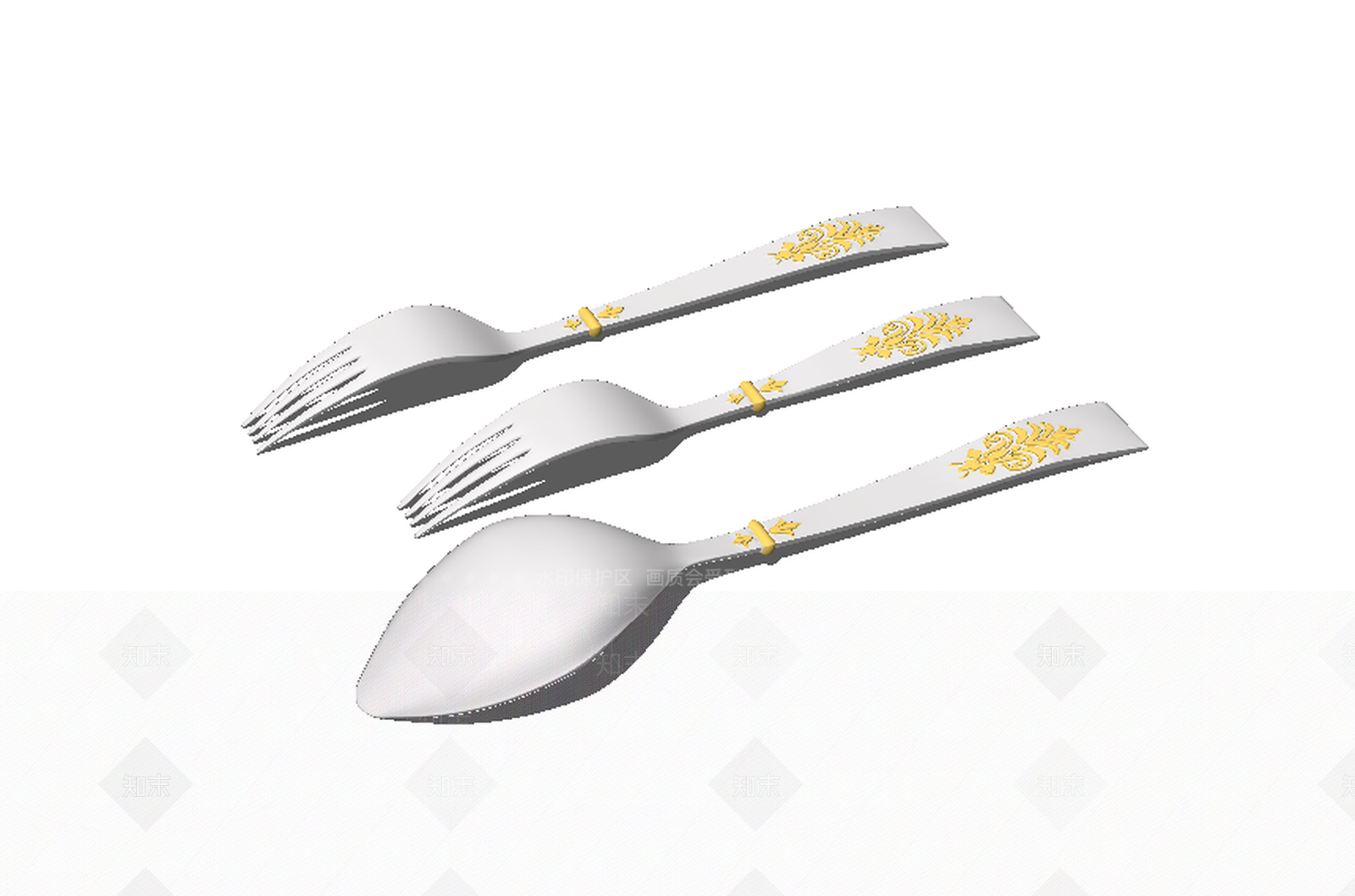 不锈钢西餐礼仪勺子叉子刀子组合SU模型下载【ID:740777196】