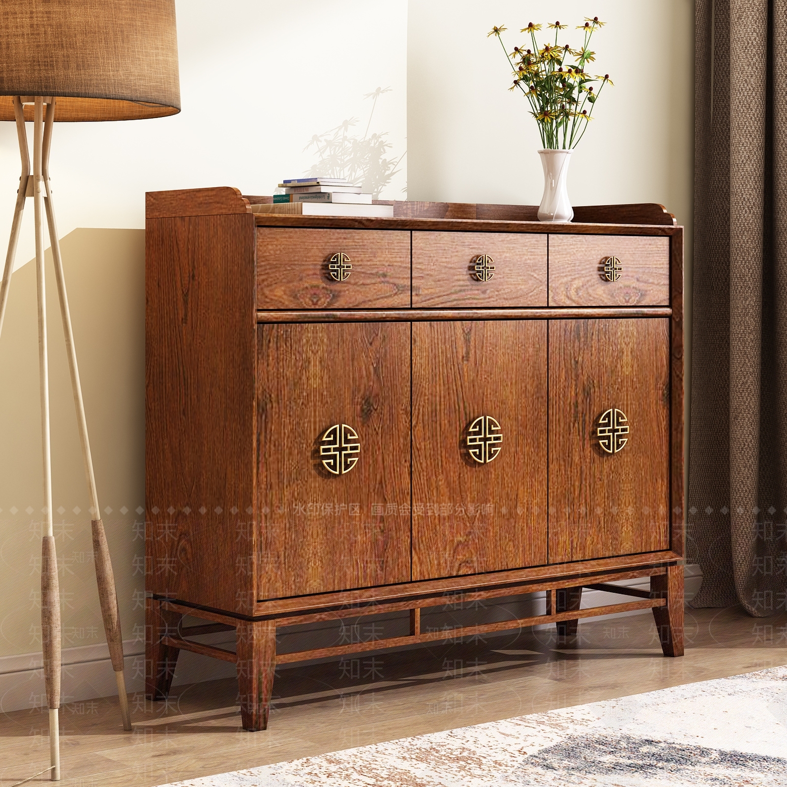 新中式现代中式鞋柜饰品模型3D模型下载【ID:940787021】