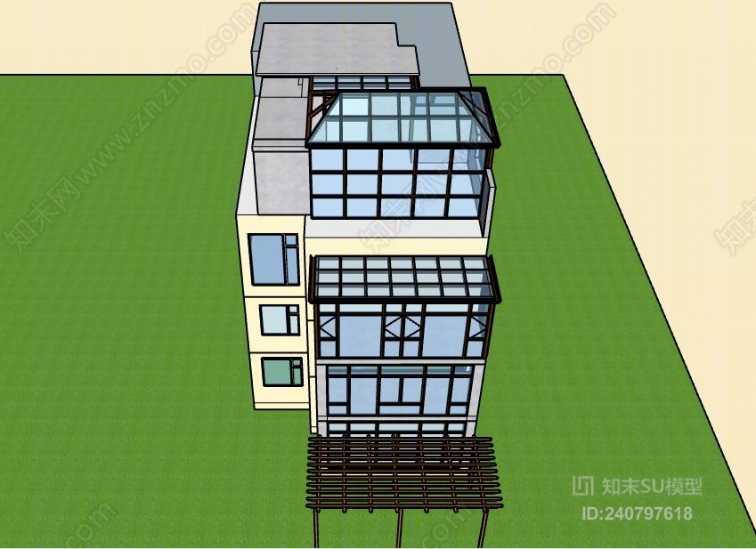 多层建筑阳光房SU模型下载【ID:240797618】