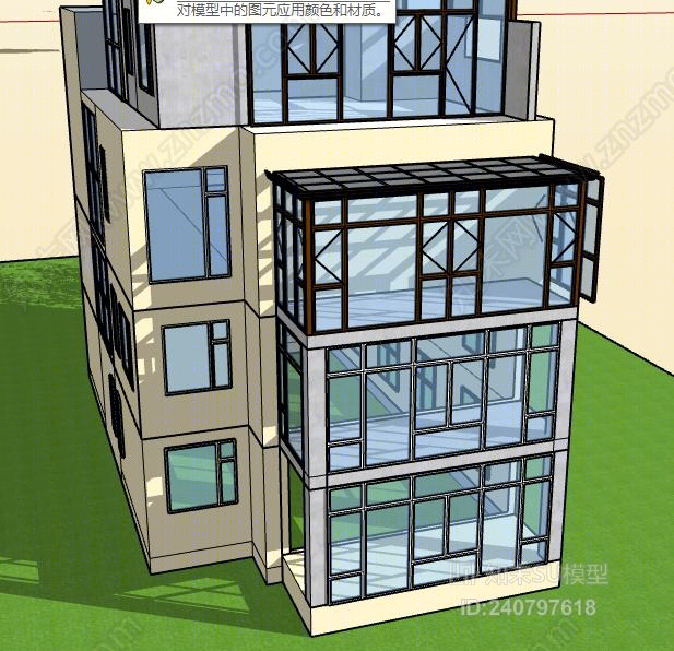 多层建筑阳光房SU模型下载【ID:240797618】