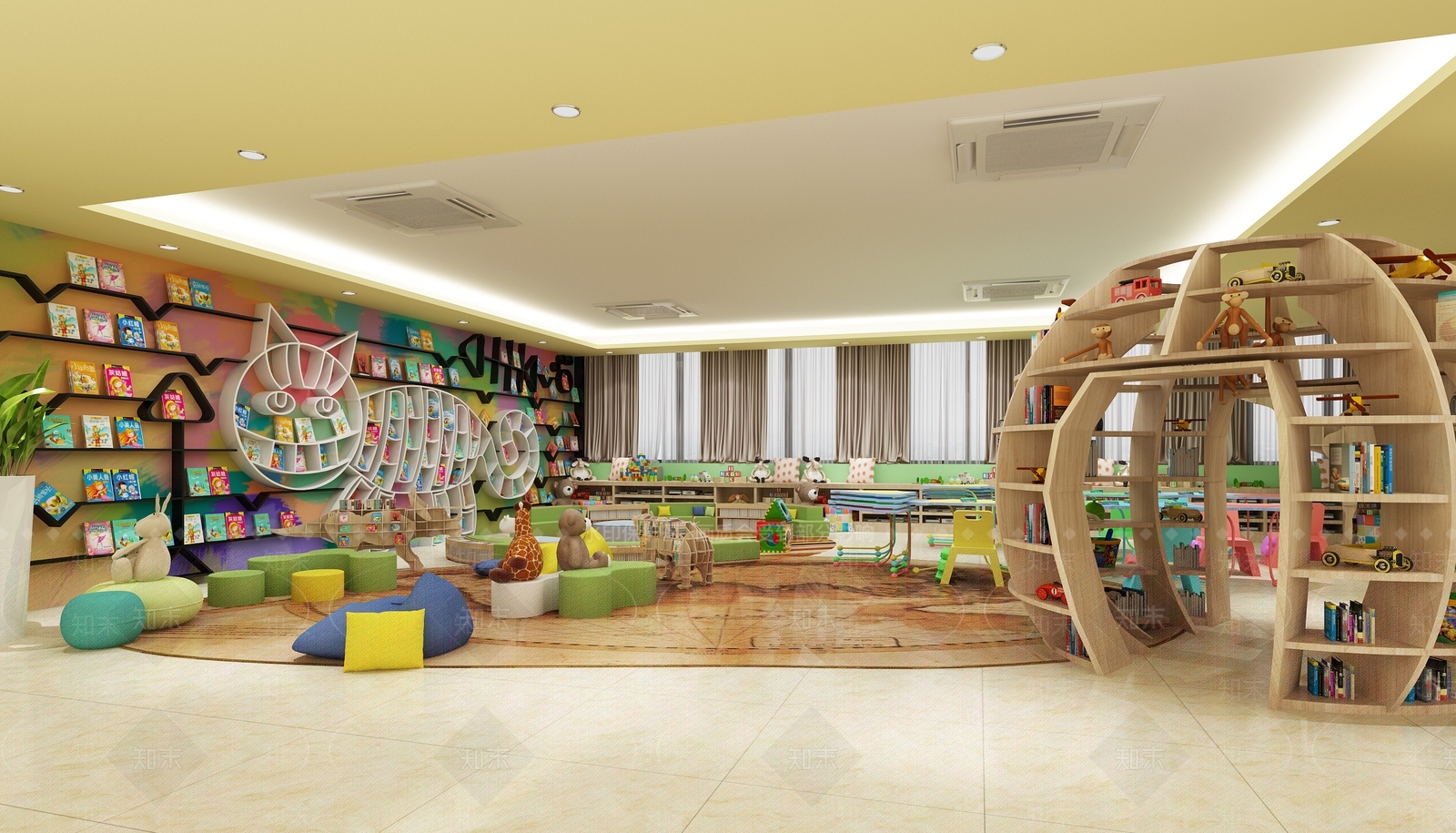 现代幼儿图书馆3D模型下载【ID:840802243】