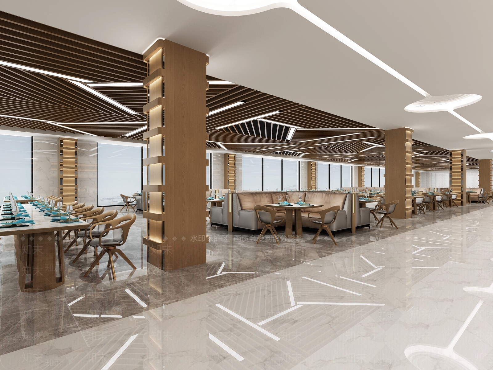 现代食堂大厅3D模型下载【ID:740803774】