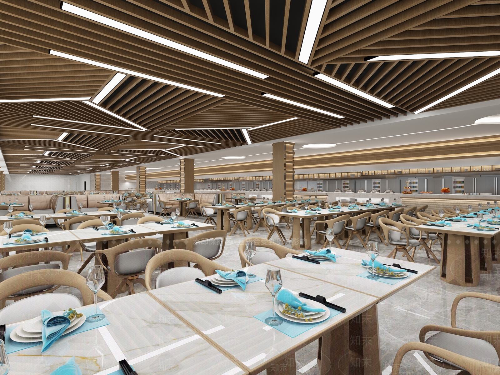 现代食堂大厅3D模型下载【ID:740803774】