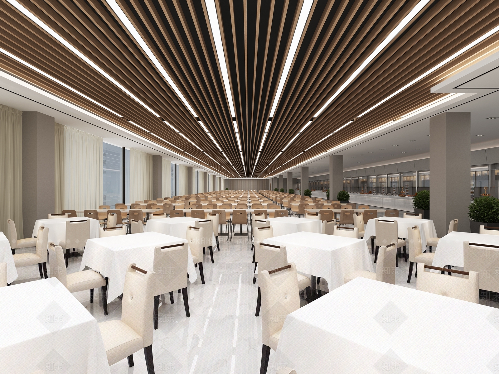 现代食堂大厅3D模型下载【ID:740803776】