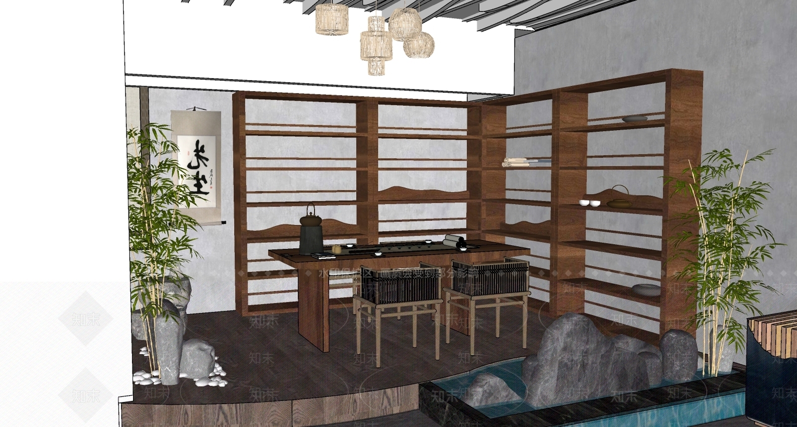 竹艺展厅SU模型下载【ID:240812908】