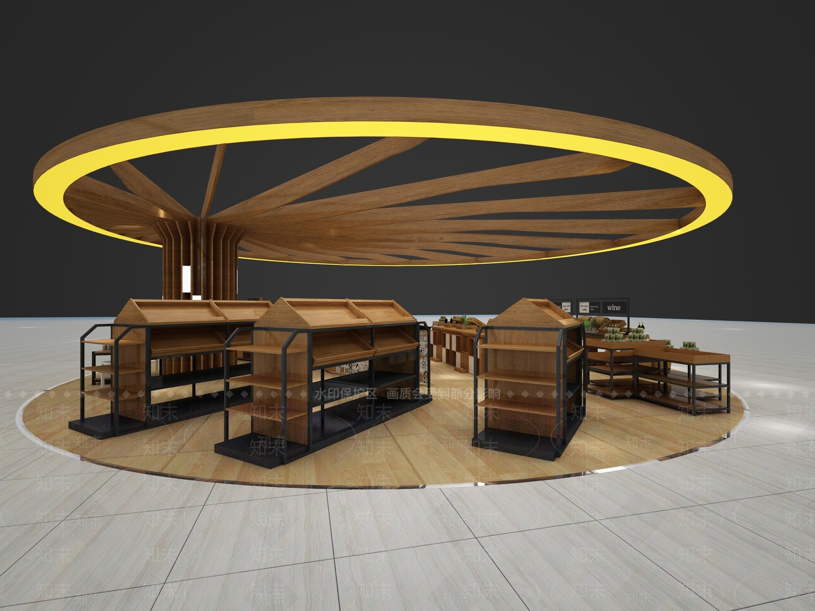 现代超市红酒展示区3D模型下载【ID:540811495】