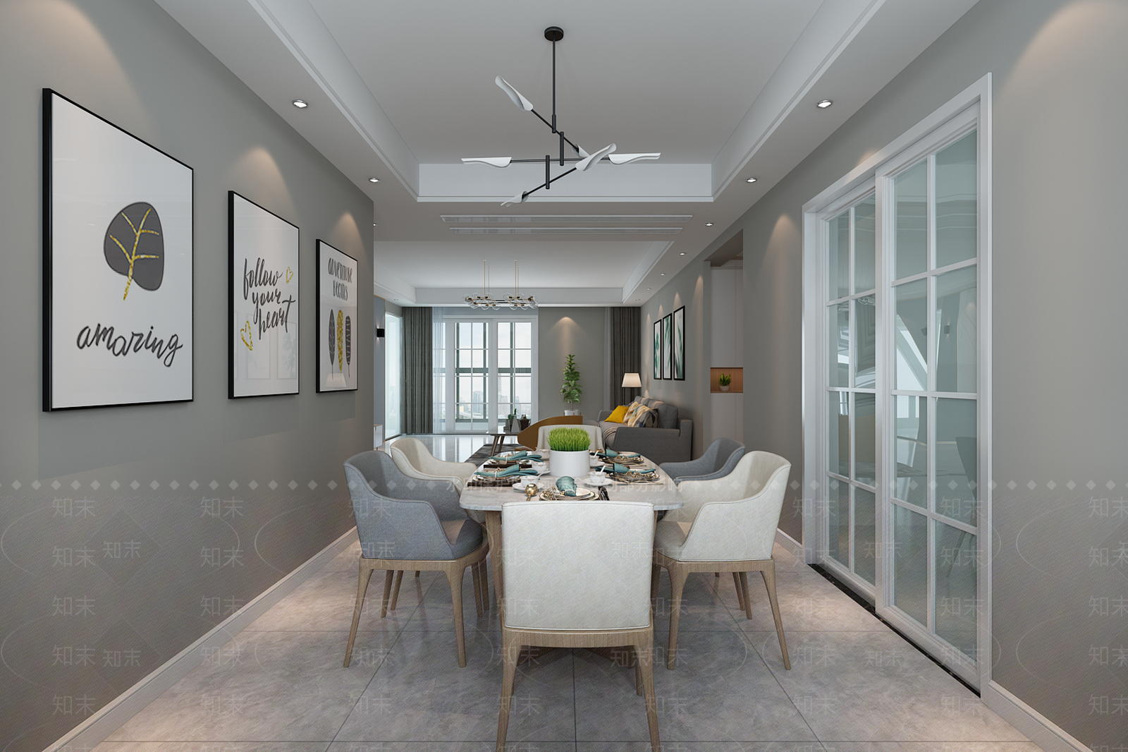 北欧大户型的简单北欧3D模型下载【ID:740815785】