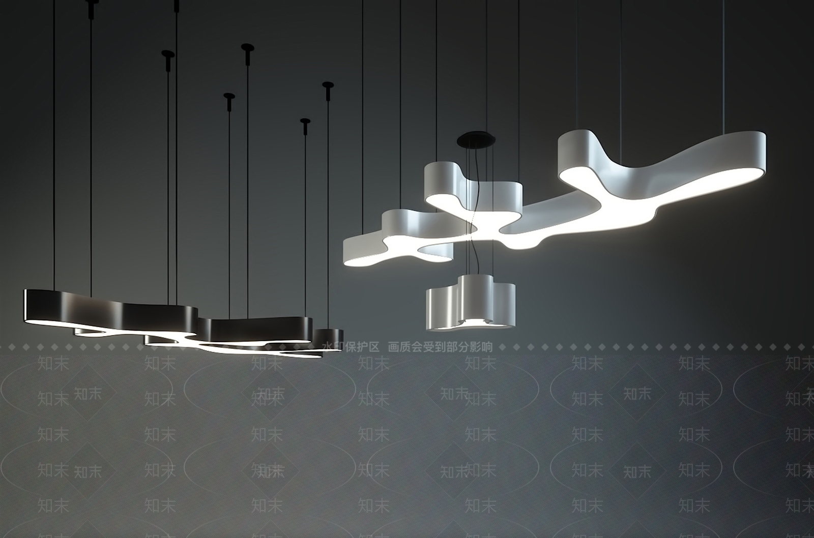 现代创意云形吊灯3D模型下载【ID:540821835】