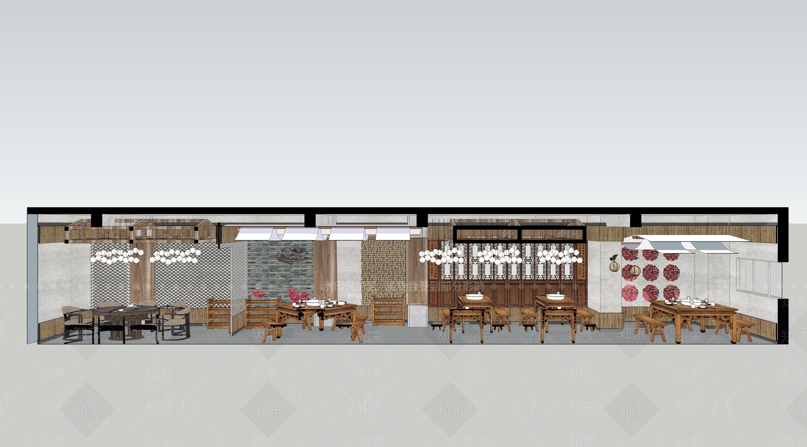 中式茶楼火锅店SU模型下载【ID:840828869】