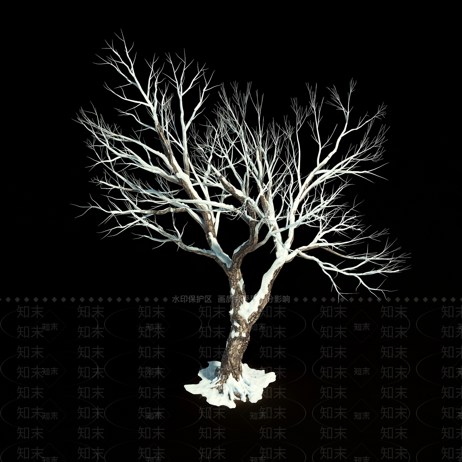 中式雪地树3D模型下载【ID:340828996】