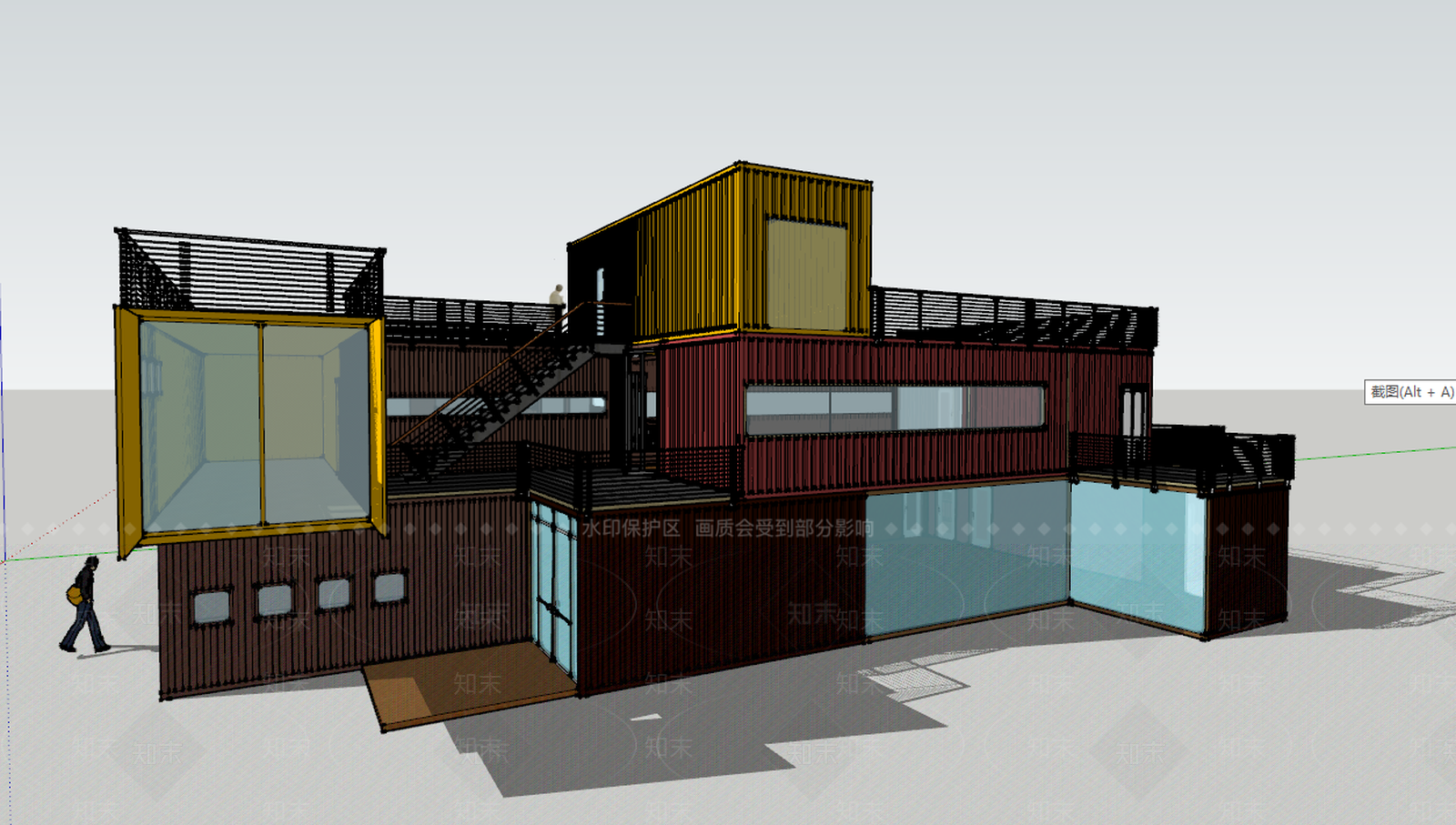 大型集装箱建筑SU模型下载【ID:940833149】