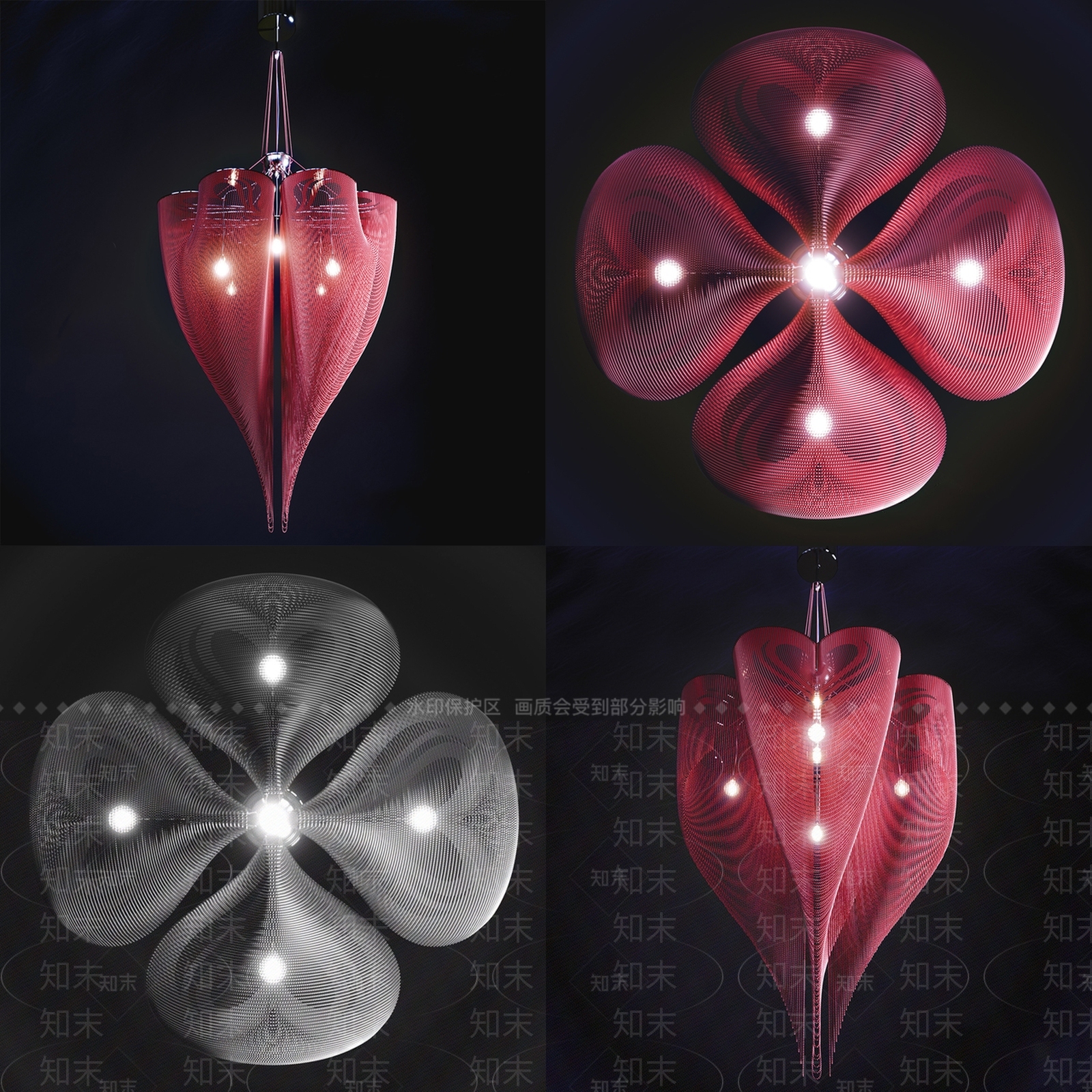 现代雨伞形吊灯3D模型下载【ID:540847832】