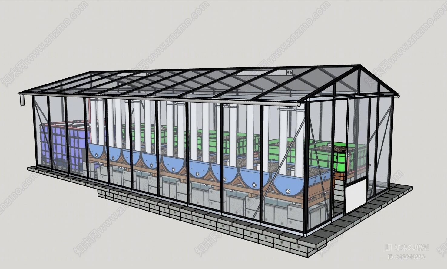 现代农业大棚SU模型下载【ID:340848299】