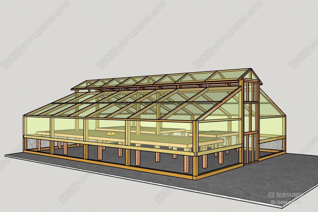 现代农业大棚SU模型下载【ID:340849246】