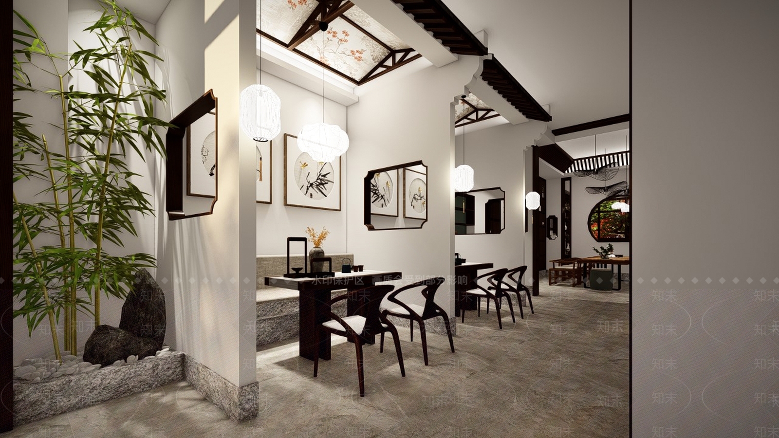 某中式茶店一层改造SU模型下载【ID:940851309】