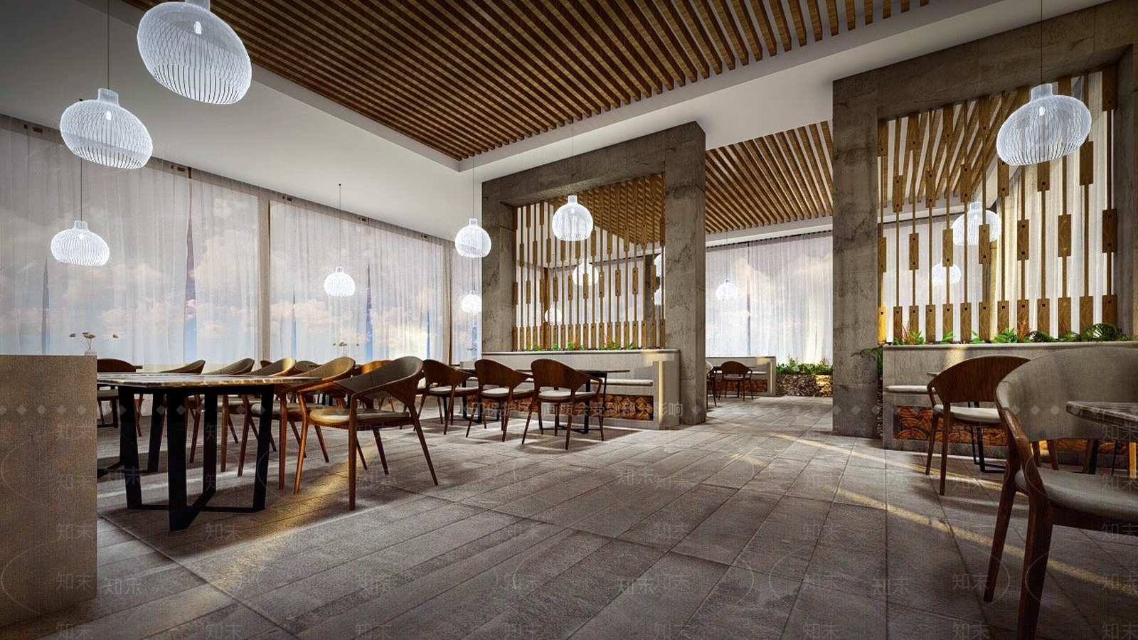现代酒店接待中心餐厅SU模型下载【ID:940852856】
