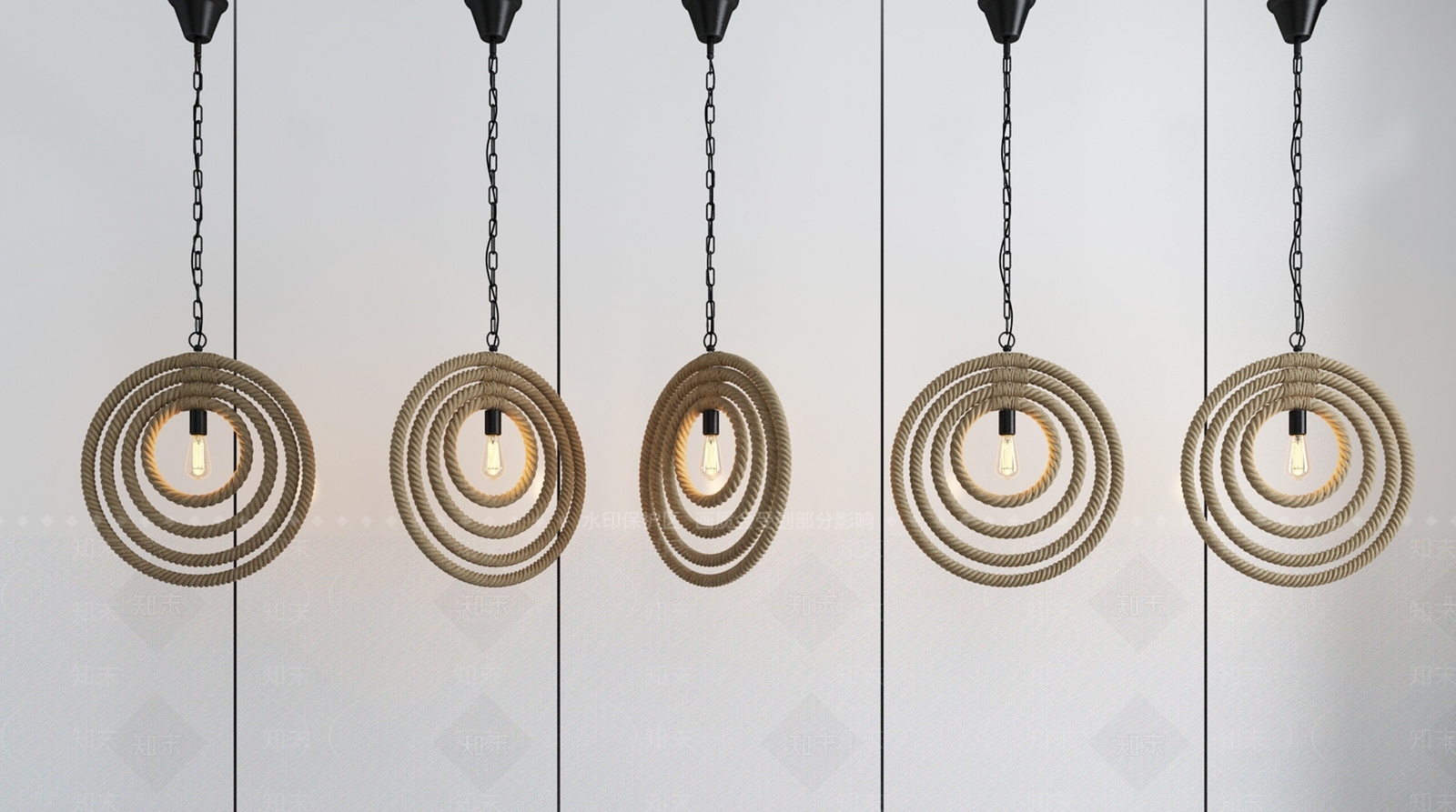 新中式麻绳吊灯民宿客吧台吊灯3D模型下载【ID:540911859】