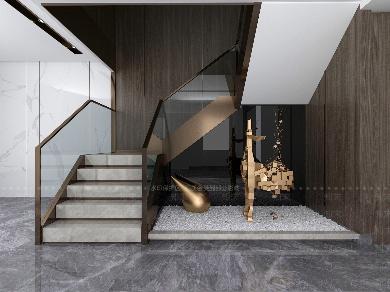 现代楼梯间摆件3D模型下载【ID:840912835】
