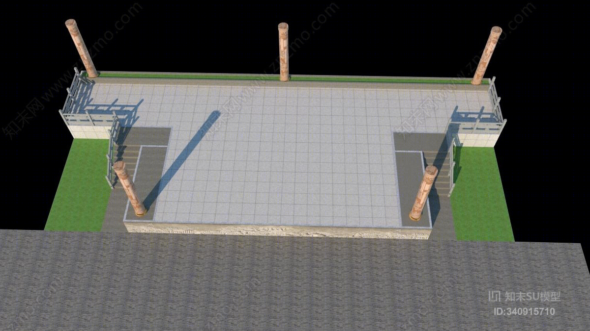 广场舞台设计SU模型下载【ID:340915710】