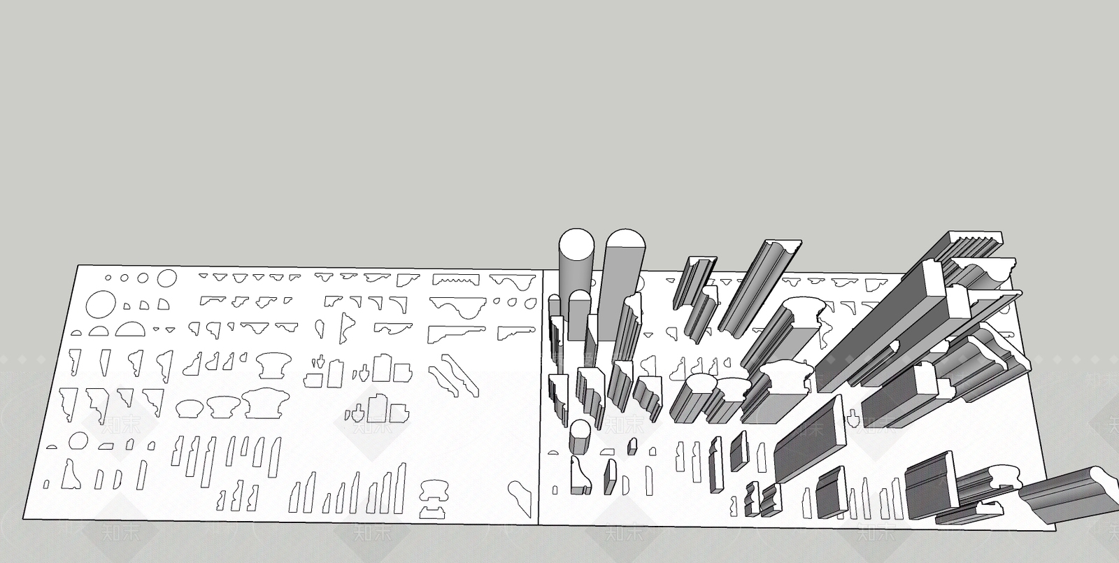 天花石膏线SU模型下载【ID:940915979】