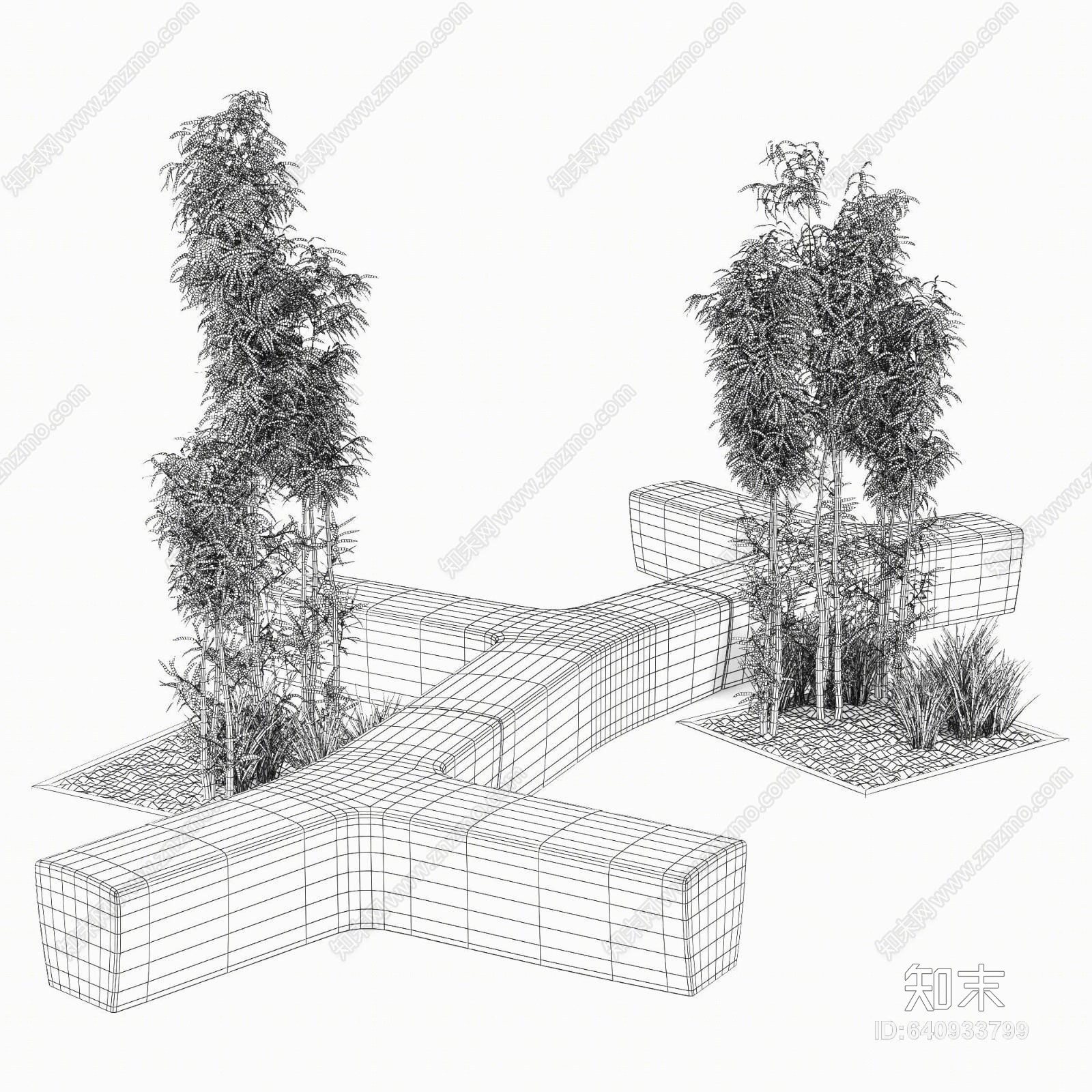 现代景观园林竹子植物3D模型下载【ID:640933799】