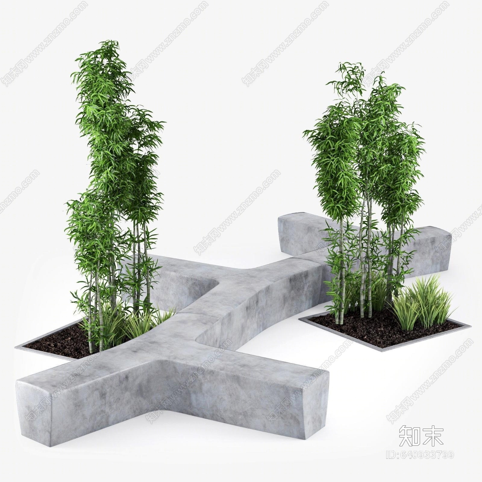 现代景观园林竹子植物3D模型下载【ID:640933799】